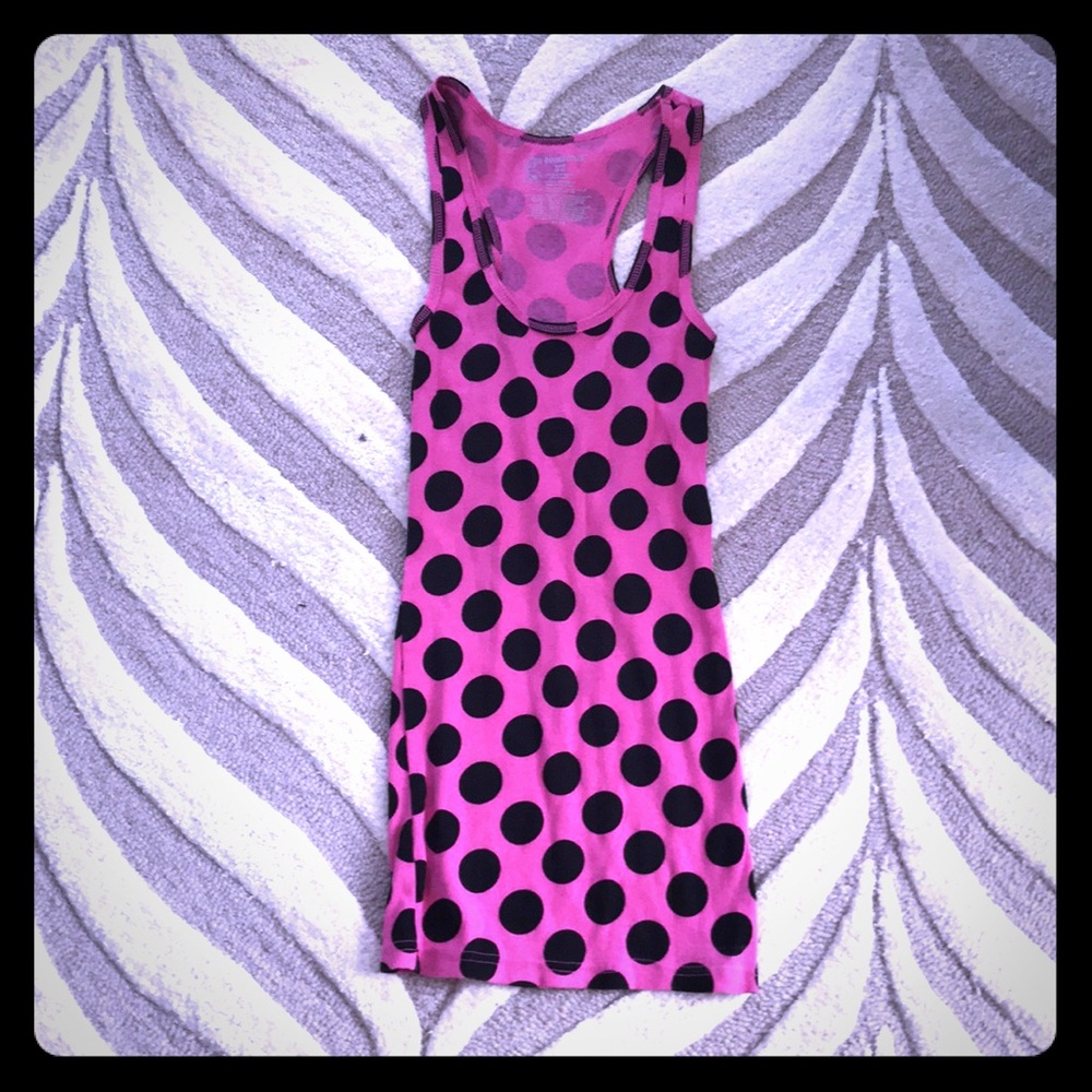 Pink and black polka dot beater